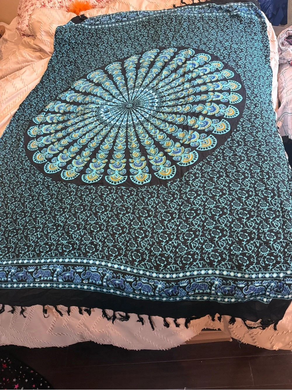 Vibrant Cotton Multicolor Mandala Wall Tapestry - Home Wall Decor